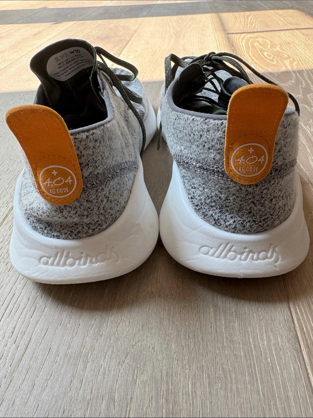 allbirds Wool Sneakers - Gray with Olive and Orange Accents